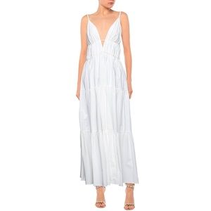Erika Cavallini Ella Maxi Tiered Dress White 100% Cotton sz 4 (IT 40)